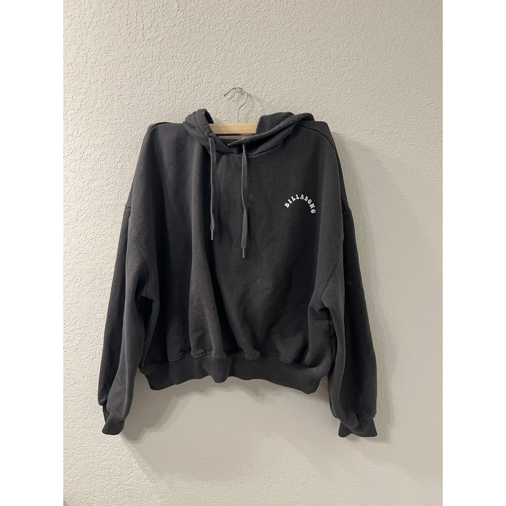 Billabong Hoodie Womens SizeXLarge Gray Cropped Boxy Fit Faded Sweatshirt Surf - Picture 2 of 4